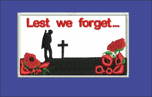 Lest we forget / Poppy / Soldier Embroidered badge